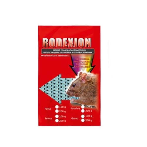 Raticid parafina pe baza de Bromadiolone pentru deratizare (Rodexion 100gr)